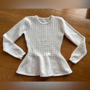 Ted Baker London Mereda cable knit white peplum sweater, size 3 (M). Never worn.